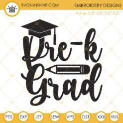 Pre K Grad Embroidery Designs, Graduation Embroidery Files