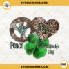 Peace Love St Patricks Day PNG, Lucky PNG, Shamrock PNG, Leopard Heart PNG