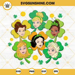 Princess Shamrock SVG, Lucky Charms SVG, Disney Princess St Patricks Day SVG PNG DXF EPS