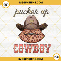 Pucker Up Cowboy PNG, Leopard Lips PNG, Western Valentine PNG