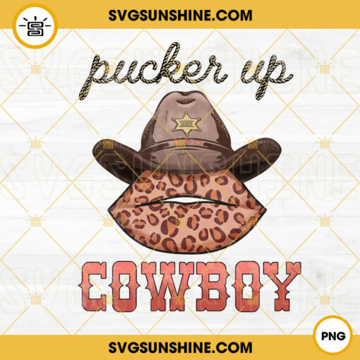 Pucker Up Cowboy PNG, Leopard Lips PNG, Western Valentine PNG