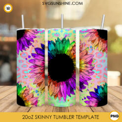 Rainbow Leopard Sunflower 20oz Tumbler Wrap Sublimation Design