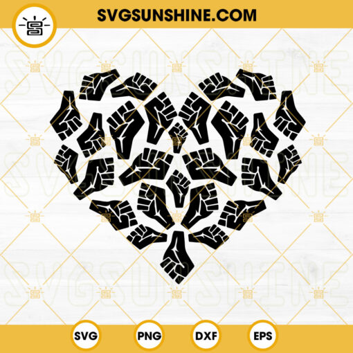 Raised Fist Hand Heart SVG, Black Pride SVG, Juneteenth SVG, Black History Month SVG PNG DXF EPS Files