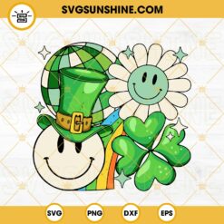 Retro Lucky Smiley Face SVG, Green Disco Ball SVG, St Patrick’s Day SVG PNG DXF EPS Files