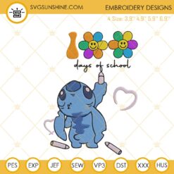 Stitch 100 Days Of School Embroidery Design, Back To School Embroidery File