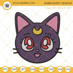 Sailor Moon Luna Black Cat Embroidery Designs, Anime Embroidery Files