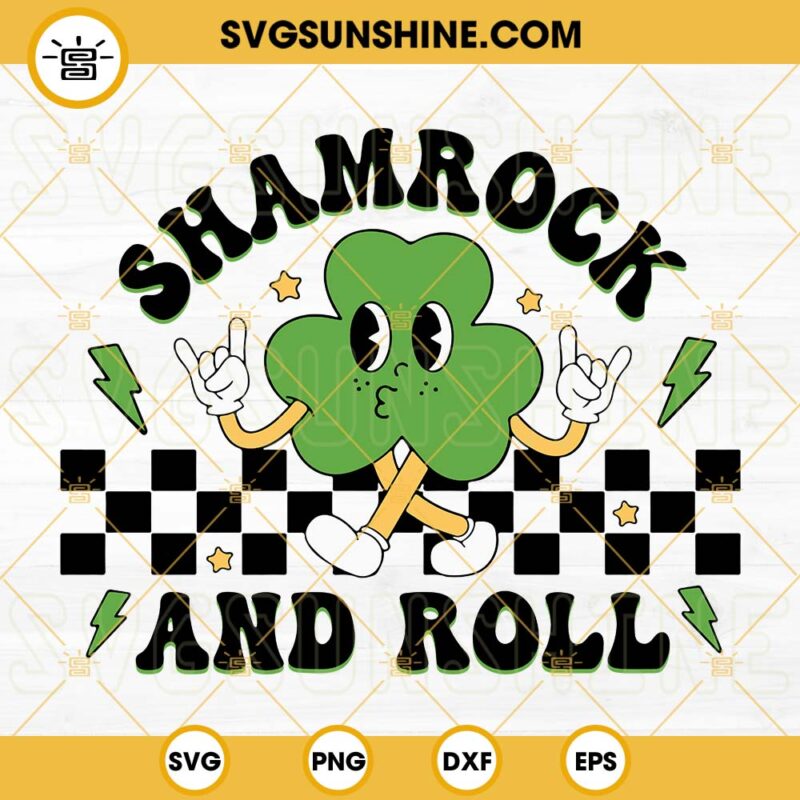 Shamrock And Roll SVG, Rocker SVG, Shamrock Rock Hand SVG, Retro St ...