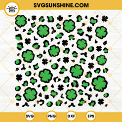 Shamrock Leopard Pattern SVG, Clover Cheetah Print SVG, Saint Patrick's Day SVG PNG DXF EPS Cut Files