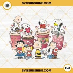 Snoopy Valentine Latte Coffee PNG, Coffee Lover PNG, Cute Valentine's Day PNG