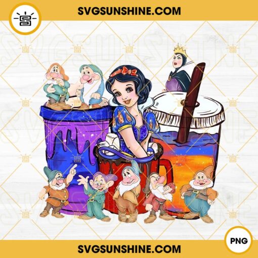 Snow White And The Seven Dwarfs Coffee PNG, Snow White PNG, Evil Queen PNG, Disney Cartoon Coffee PNG Sublimation File