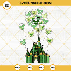 St Patricks Day Disney Castle SVG, Lucky Green SVG, Mickey Balloon Irish SVG PNG DXF EPS Files