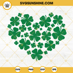 St Patricks Day Heart SVG, Four Leaf Clover SVG, Shamrock SVG, Saint Patrick's Day SVG PNG DXF EPS Cricut