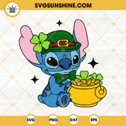 St Patricks Day Stitch SVG, Leprechaun SVG, Lilo And Stitch SVG, Disney St Patricks Day SVG PNG DXF EPS Cut Files
