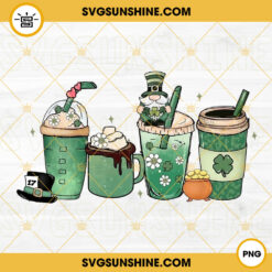St Patricks Gnomes Coffee Cups PNG, Irish Gnome PNG, Happy St Patricks Day PNG File