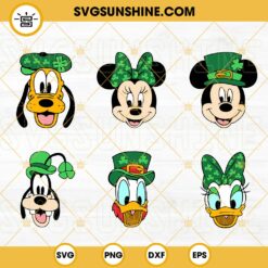 Disney St Patricks Day SVG, St Patricks Mickey And Friends Face SVG Bundle
