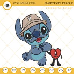 Stitch Bad Bunny Heart Machine Embroidery Design Files