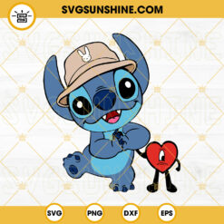 Stitch Bad Bunny Heart SVG, Bad Bunny SVG, Stitch SVG PNG DXF EPS