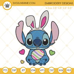 Stitch Easter Embroidery Design, Cute Stitch Easter Embroidery File