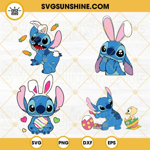 Stitch Easter SVG Bundle, Stitch Bunny SVG, Happy Easter SVG PNG DXF EPS Files