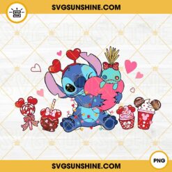 Stitch And Angel Valentine Coffee PNG, Latte Coffee PNG, Drink And Food Valentine PNG
