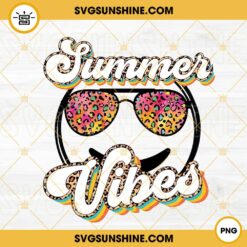 Summer Vibes PNG, Leopard Smiley Face PNG, Vintage Summer PNG Design