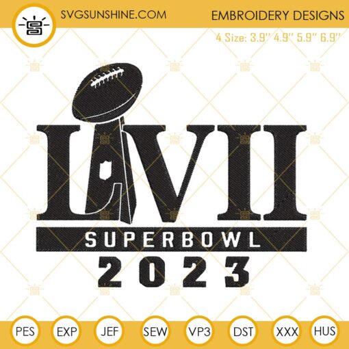 Super Bowl LVII 2023 Embroidery Designs, Sunday Football Embroidery Files
