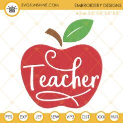 Teacher Apple Embroidery Designs