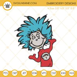 Thing One Embroidery Files, Dr Seuss Thing Embroidery Designs