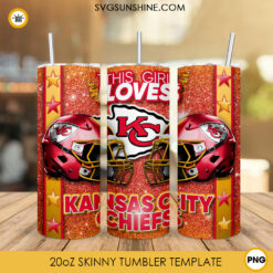 This Girl Loves Kansas City Chiefs 20oz Skinny Tumbler Wrap, Chiefs Football Tumbler PNG Design