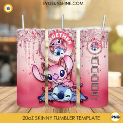 Together Forever Coffee 20oz Skinny Tumbler Wrap, Stitch Angel Love Tumbler Digital Download