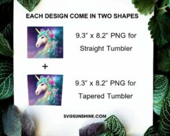 Unicorn Girl With Flower Sunflower 20oz Skinny Tumbler Wrap Sublimation File