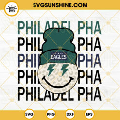 Philadelphia Eagles Leopard Smiley Face Beanie SVG, Philadelphia Football SVG, Football Lover Smiley SVG