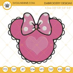 Minnie Mouse Head Valentine Machine Embroidery Design Files