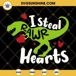 Dinosaur Valentine SVG Bundle, I Steal Hearts SVG, I Rawr You SVG, Dinosaur Love Quotes SVG PNG DXF EPS Cricut