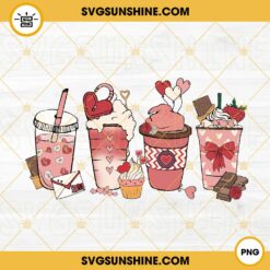 Valentines Day Coffee Cups PNG, Love Coffee Cup PNG, Valentines Day PNG Sublimation Design
