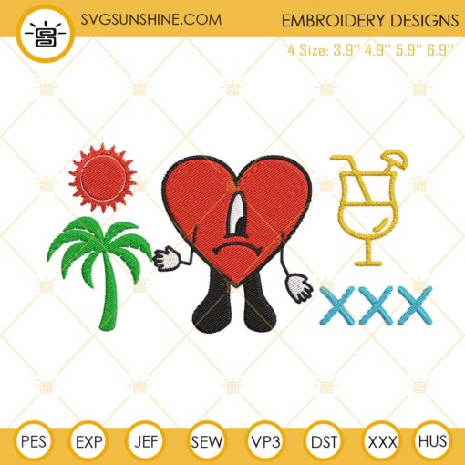 Un Verano Sin Ti Embroidery Designs, Bad Bunny Embroidery Digital File
