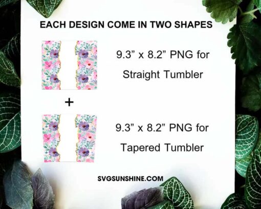 Watercolor Floral 20oz Tumbler Wrap PNG Sublimation Design