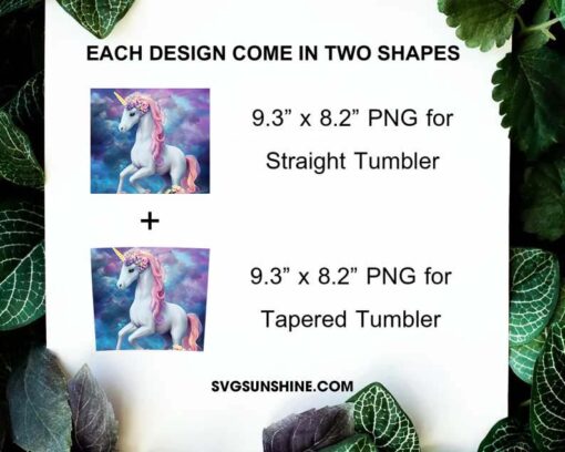 Watercolor Unicorn 20oz Tumbler Wrap Design Digital Download
