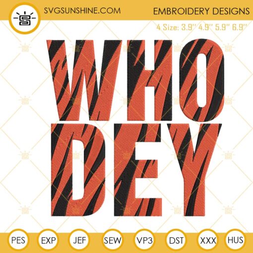 Who Dey Embroidery Design Files, Cincinnati Bengals Embroidery Designs