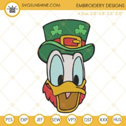 Donald Duck Leprechaun Hat Embroidery Design, Disney St Patricks Day Embroidery File