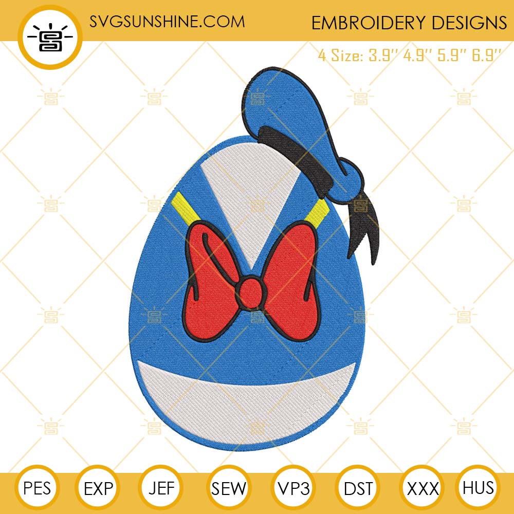 Donald Duck Easter Egg Embroidery Designs, Disney Easter Embroidery Files