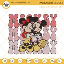 Retro Mickey Valentine Embroidery Design, Disney Valentines Day Embroidery File