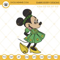 Minnie Mouse Leprechaun Embroidery Designs, Disney St Patricks Day Embroidery Files