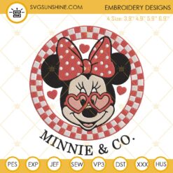 Minnie And Co Embroidery Designs, Disney Valentine Couple Embroidery Design Files