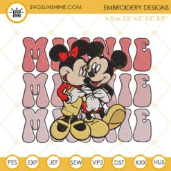 Retro Minnie Valentine Embroidery File, Disney Valentines Day Embroidery Design