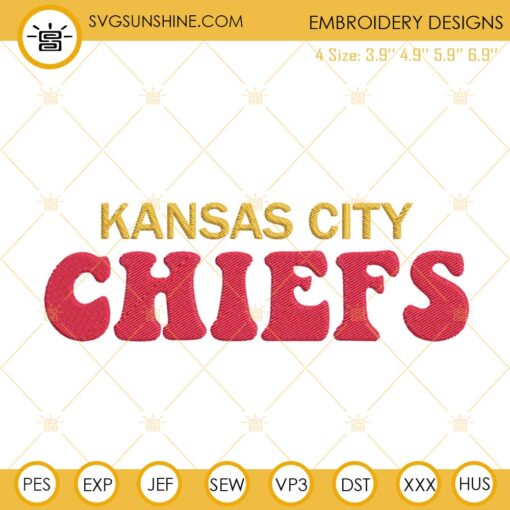 Kansas City Chiefs Embroidery Machine Design, NFL Team Embroidery File Download
