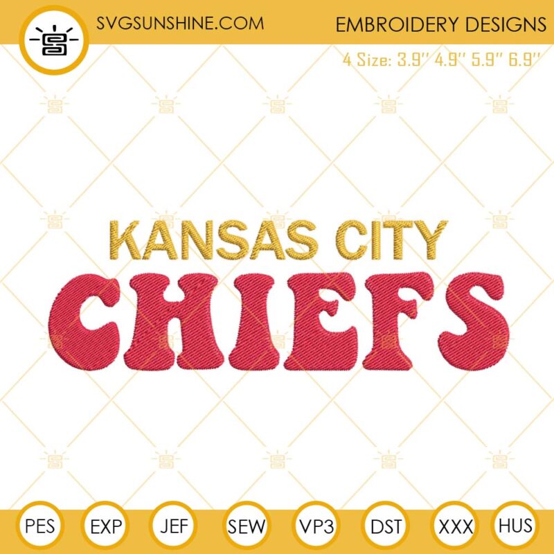 Kansas City Chiefs Embroidery Machine Design, NFL Team Embroidery File