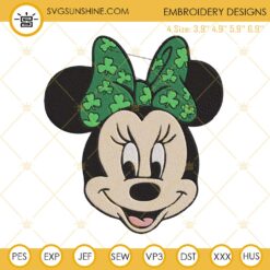 Minnie Mouse Head St Patricks Day Embroidery Designs Digital Download