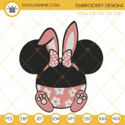 Baby Minnie Bunny Embroidery Designs, Disney Easter Machine Embroidery Files