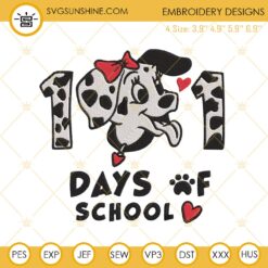 101 Days Of School Dalmatian Embroidery Design, 100 Days Of School Kids Embroidery File
